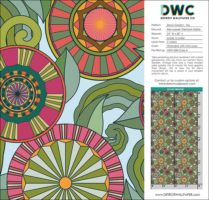 Deco Garden - Sky <br> Wallpaper - The Detroit Wallpaper Co.