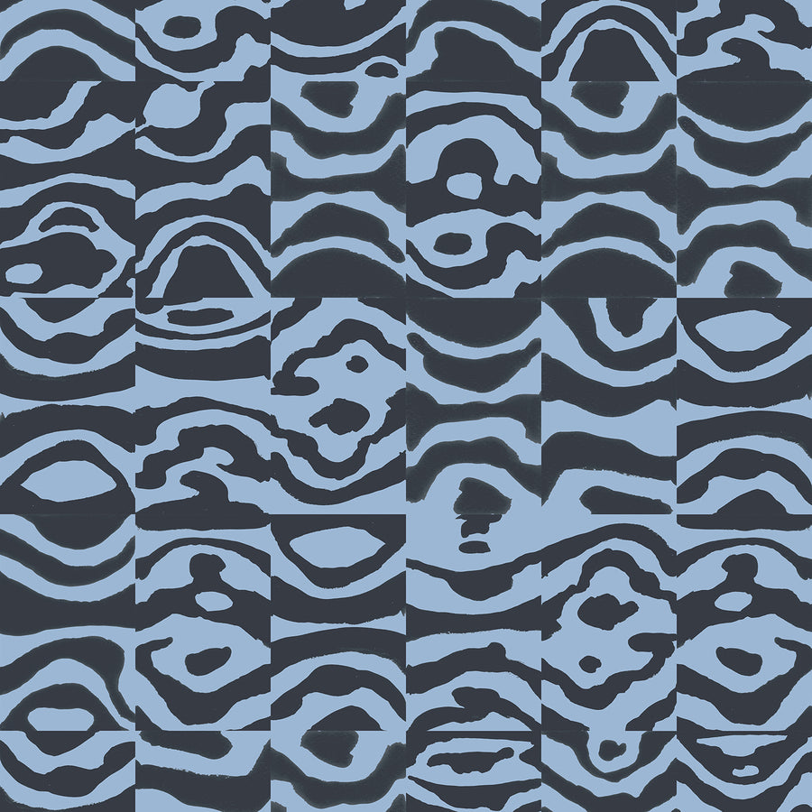 Echo Tower - Cerulean <br> Wallpaper - The Detroit Wallpaper Co.