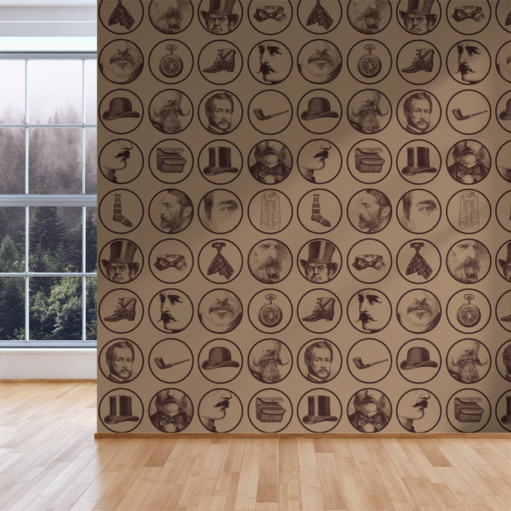 Engraved Gent - Vintage <br> Wallpaper - The Detroit Wallpaper Co.