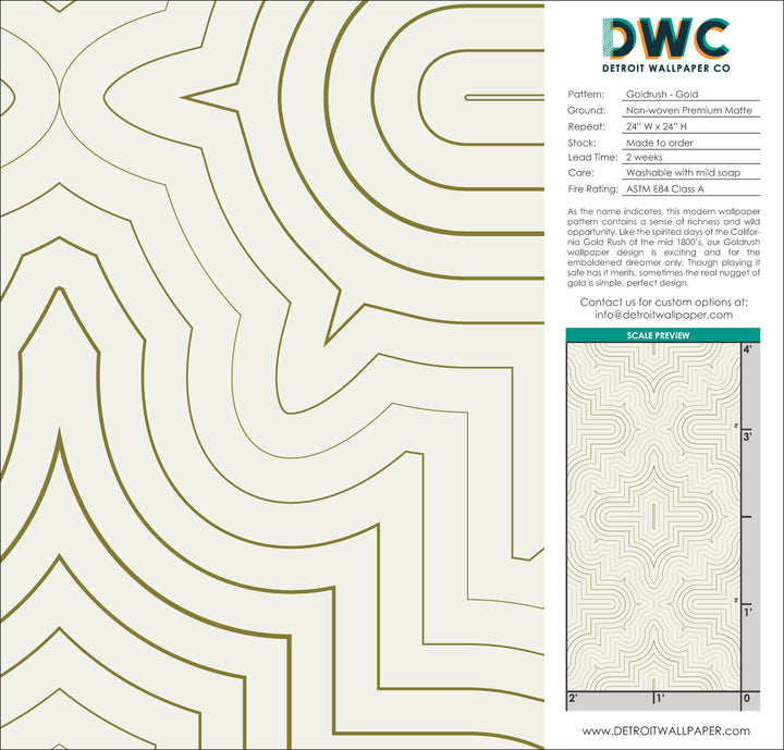 Goldrush - Gold <br> Wallpaper - The Detroit Wallpaper Co.