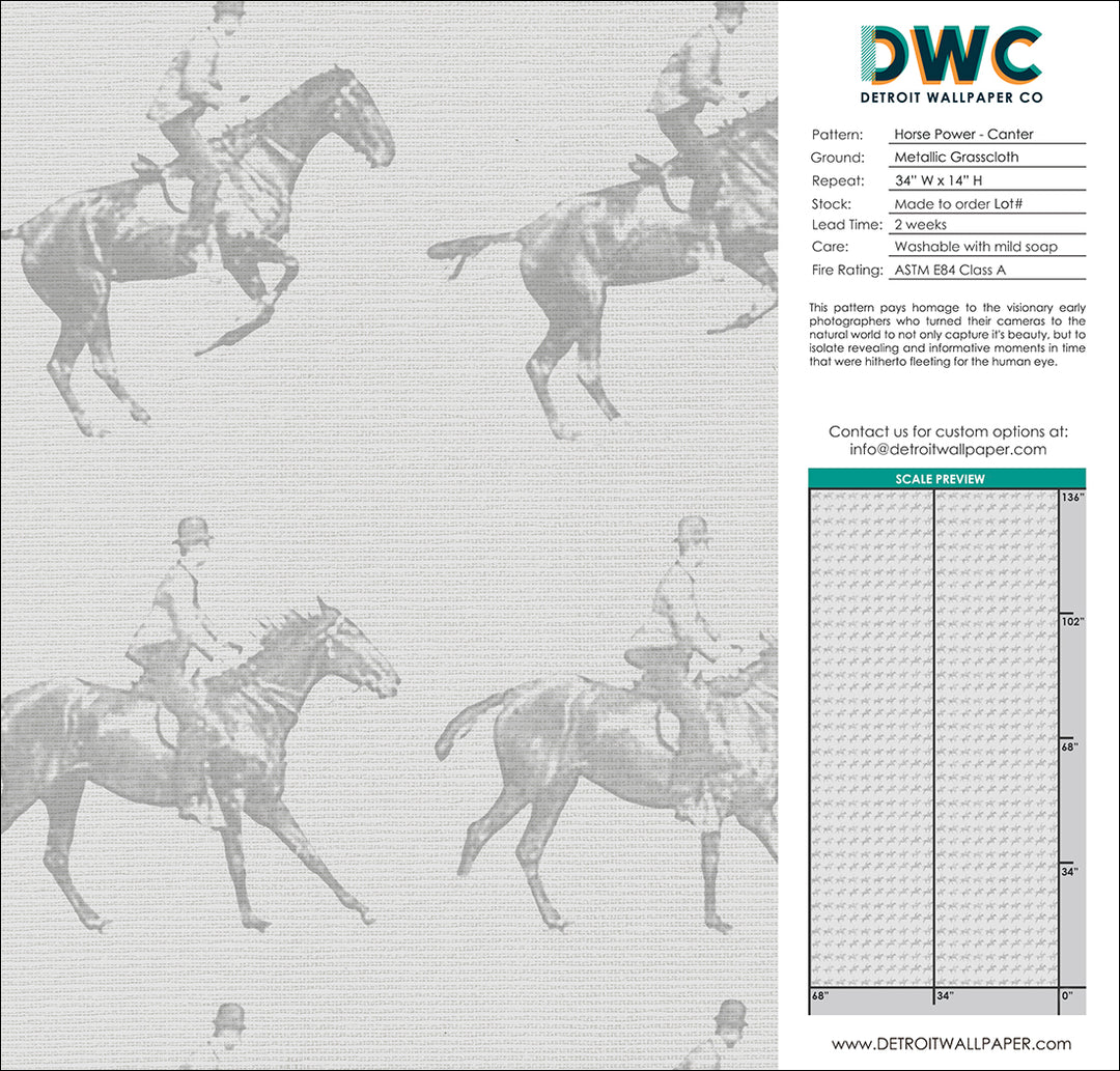Horse Power - Canter Grasscloth Wallpaper - The Detroit Wallpaper Co.