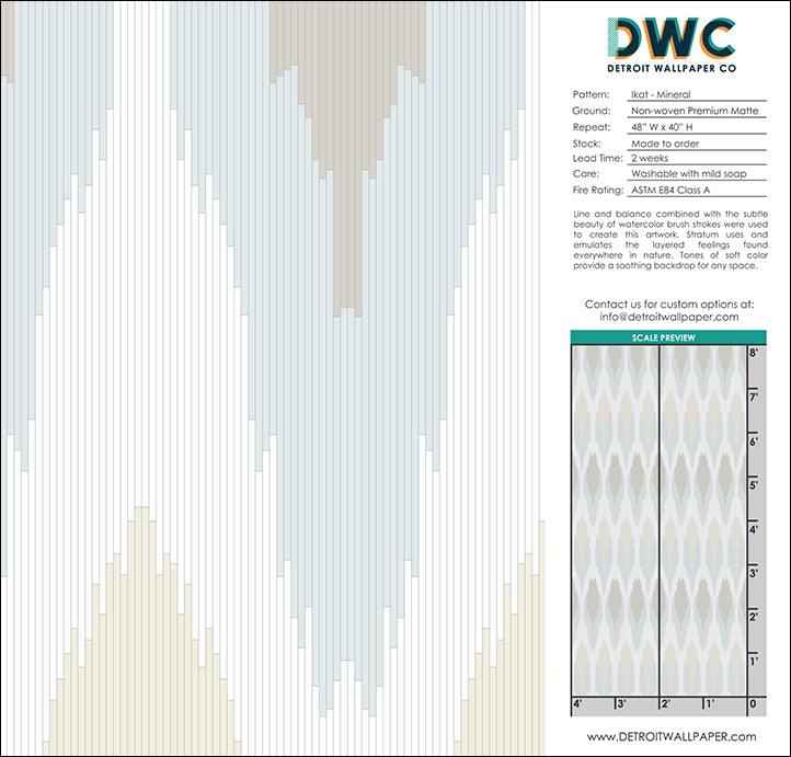 Ikat - Mineral <br> Wallpaper - The Detroit Wallpaper Co.