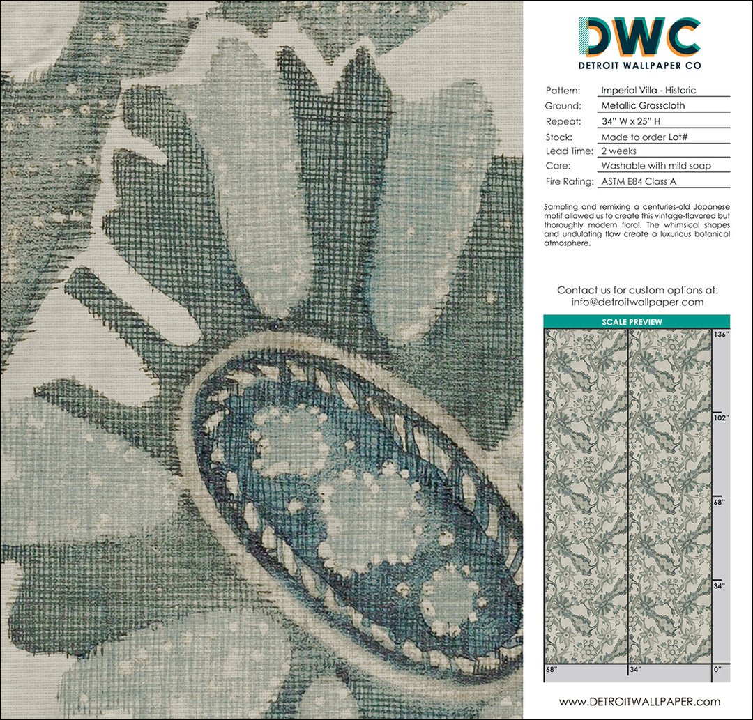 Imperial Villa - Historic Grasscloth Wallpaper - The Detroit Wallpaper Co.