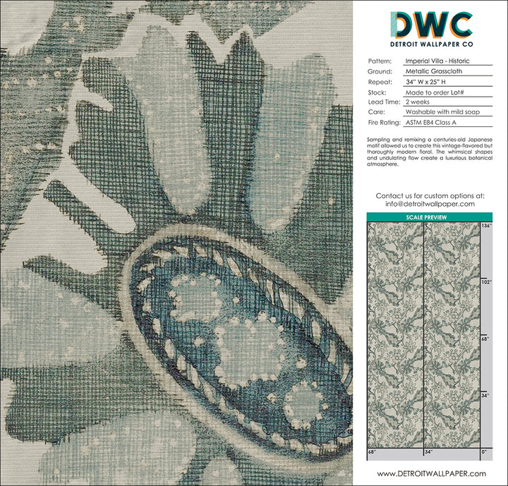 Imperial Villa - Historic Grasscloth Wallpaper - The Detroit Wallpaper Co.