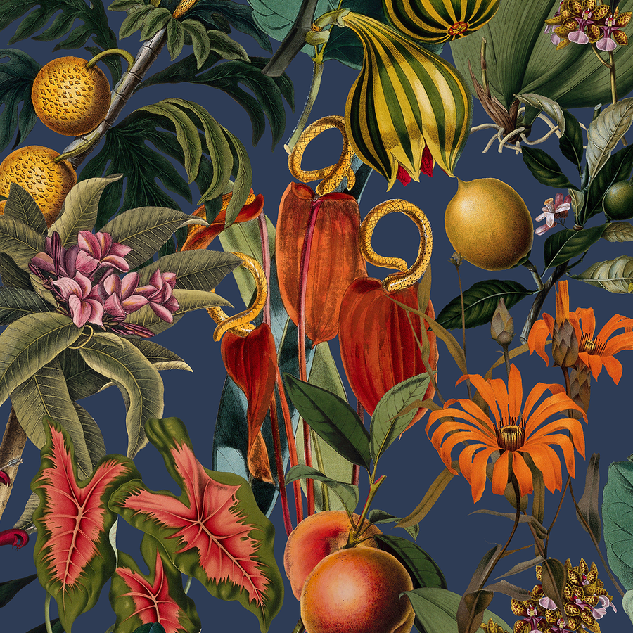 Lush - Navy <br> Wallpaper - The Detroit Wallpaper Co.