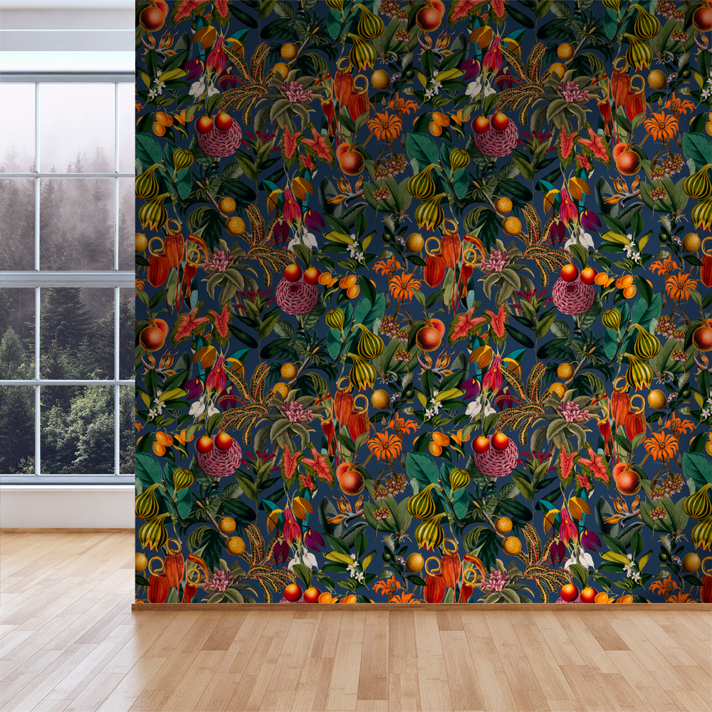 Lush - Navy <br> Wallpaper - The Detroit Wallpaper Co.