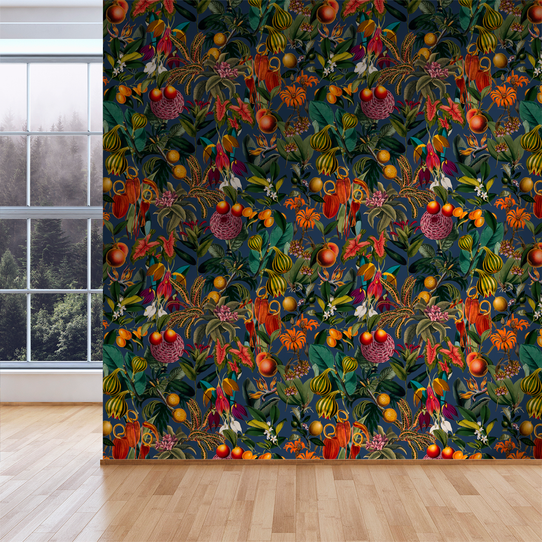 Lush - Navy <br> Wallpaper - The Detroit Wallpaper Co.