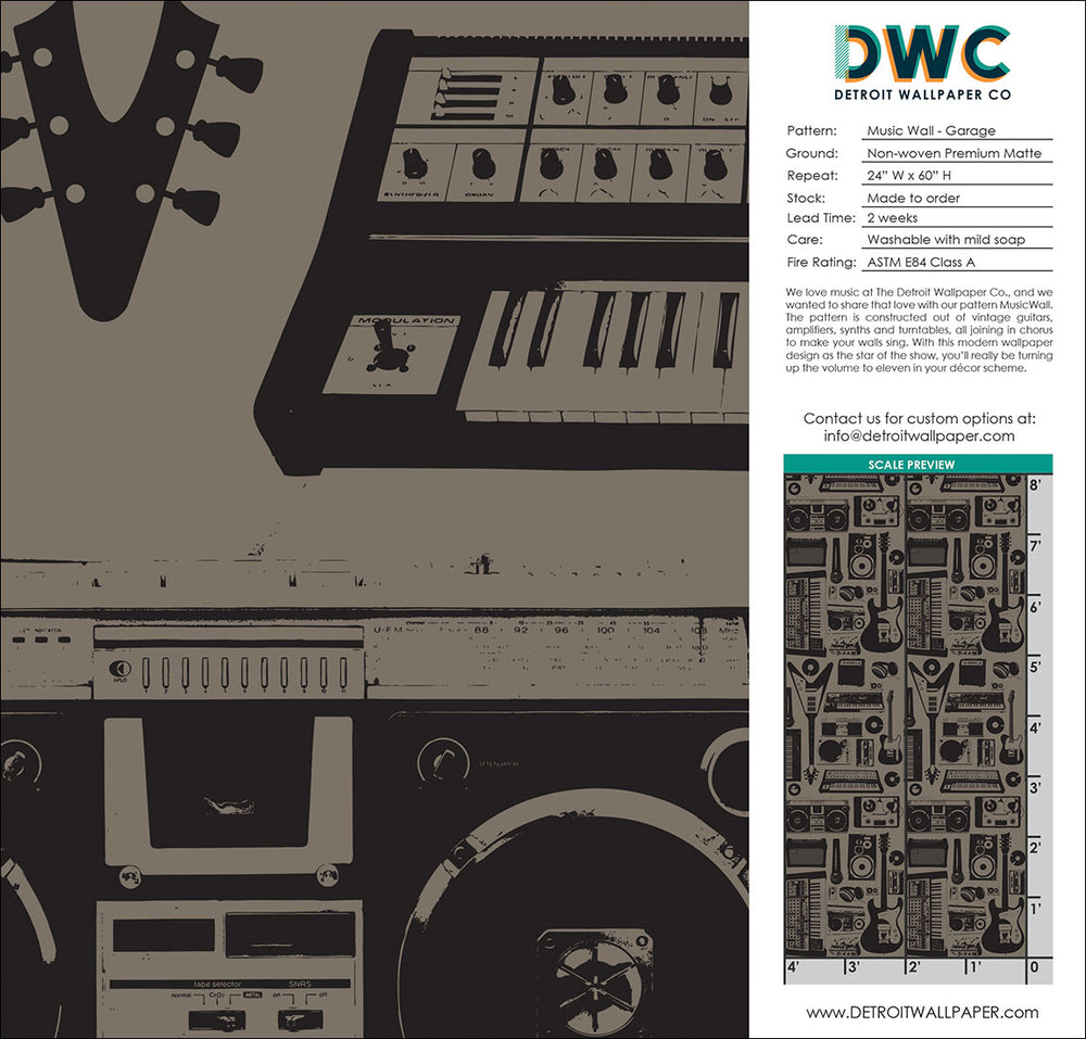 MusicWall - Garage <br> Wallpaper - The Detroit Wallpaper Co.