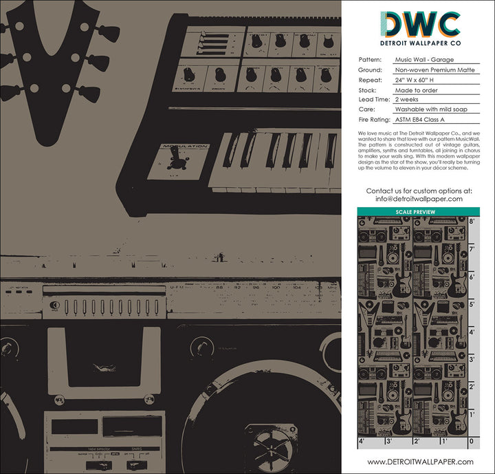 MusicWall - Garage <br> Wallpaper - The Detroit Wallpaper Co.
