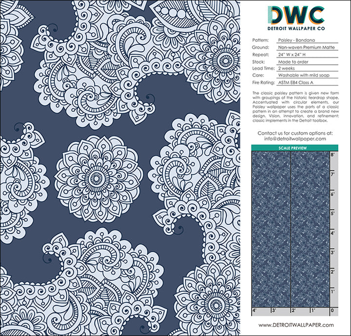 Paisley - Bandana <br> Wallpaper - The Detroit Wallpaper Co.