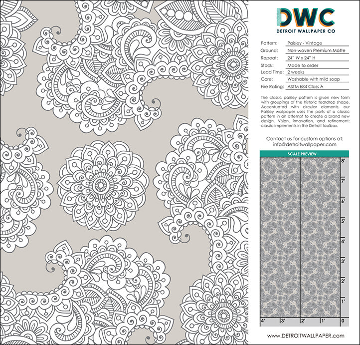 Paisley - Vintage <br> Wallpaper - The Detroit Wallpaper Co.