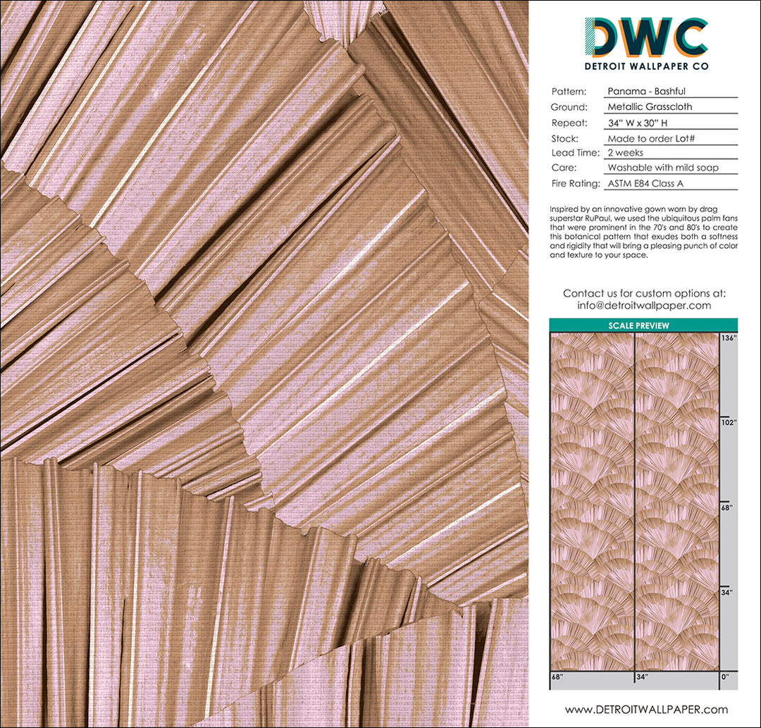 Panama - Bashful <br> Grasscloth - The Detroit Wallpaper Co.