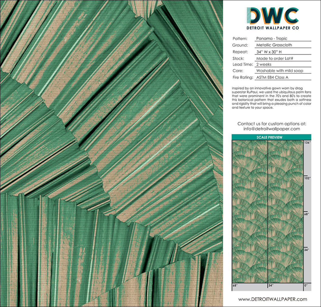 Panama - Tropic <br> Grasscloth - The Detroit Wallpaper Co.