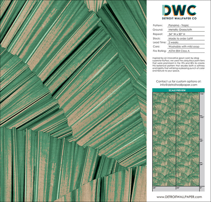 Panama - Tropic <br> Grasscloth - The Detroit Wallpaper Co.