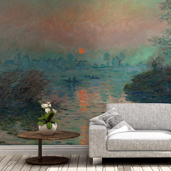 Sunset on the Seine Mural - Trendy Custom Wallpaper | Contemporary Wallpaper Designs | The Detroit Wallpaper Co.