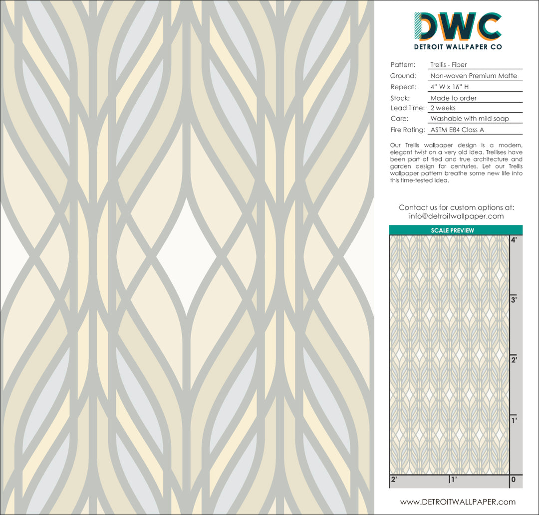 Trellis - Fiber <br> Wallpaper - The Detroit Wallpaper Co.