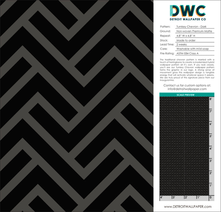 Turnkey Chevron - Dark <br> Wallpaper - The Detroit Wallpaper Co.