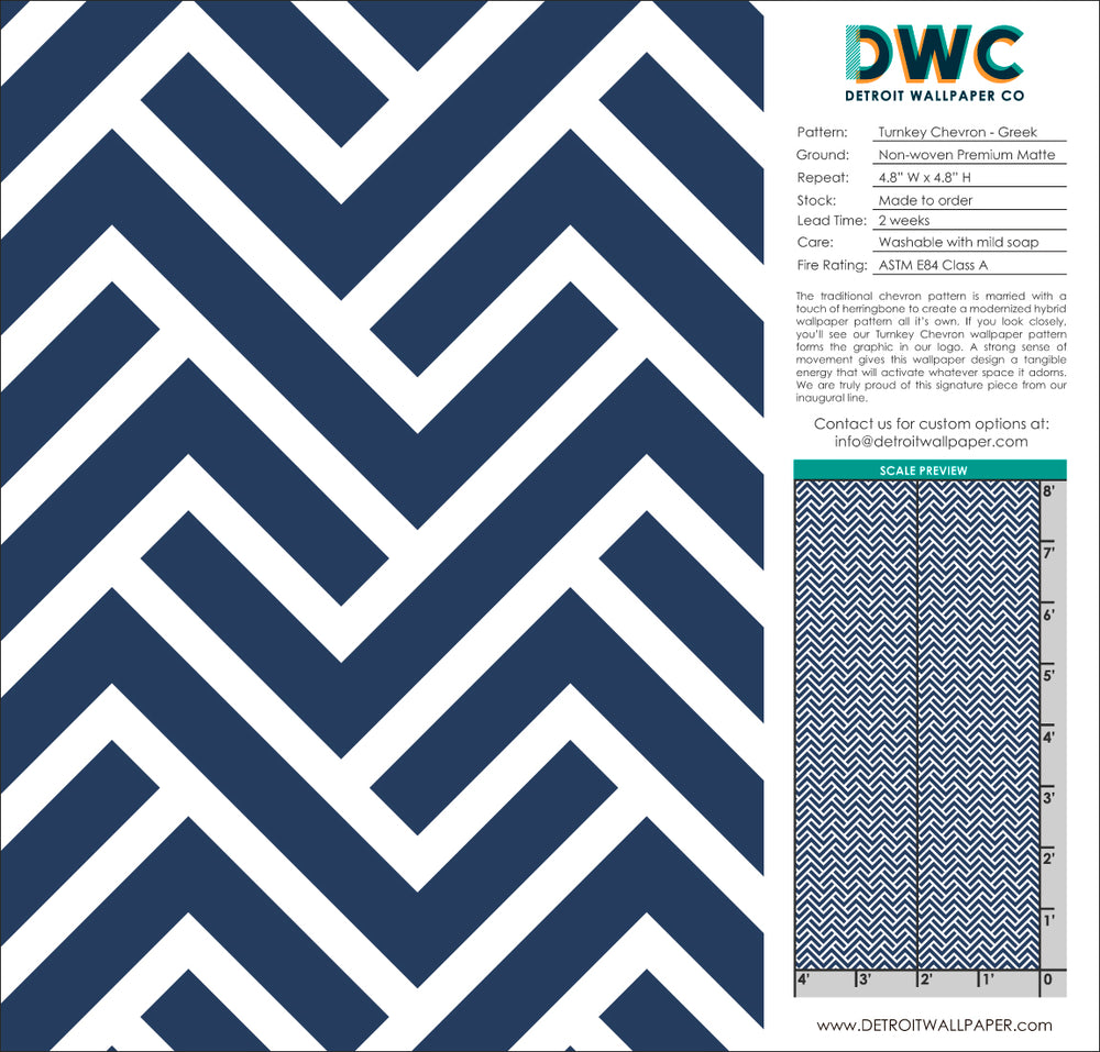 Turnkey Chevron - Greek <br> Wallpaper - The Detroit Wallpaper Co.
