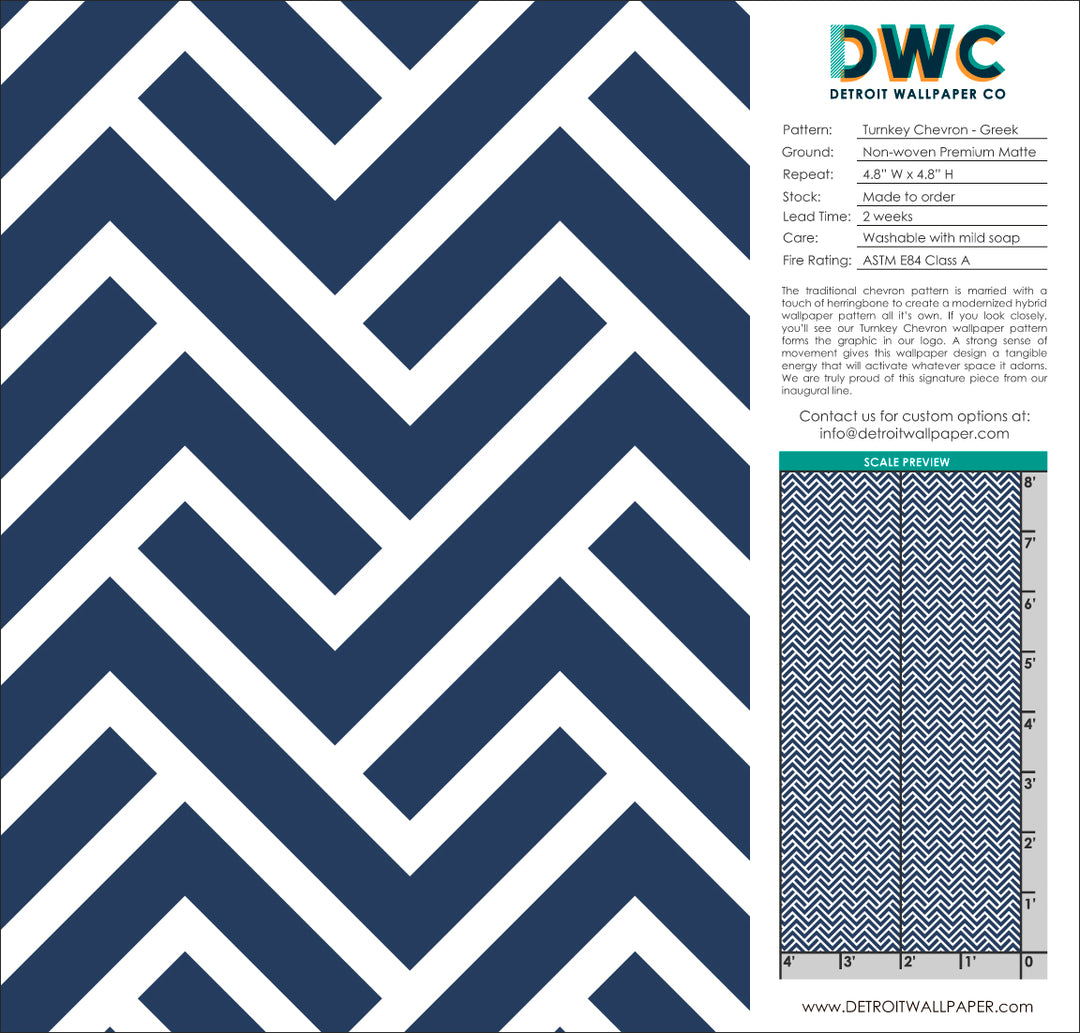 Turnkey Chevron - Greek <br> Wallpaper - The Detroit Wallpaper Co.