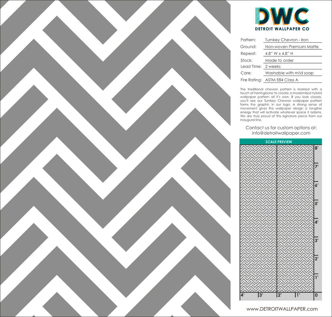 Turnkey Chevron - Iron <br> Wallpaper - The Detroit Wallpaper Co.