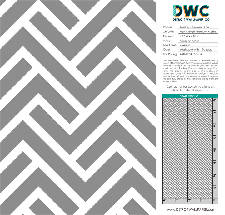 Turnkey Chevron - Iron <br> Wallpaper - The Detroit Wallpaper Co.