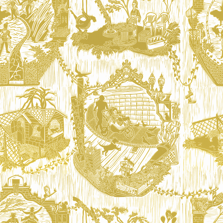 Urban Toile - Ochre <br> Wallpaper