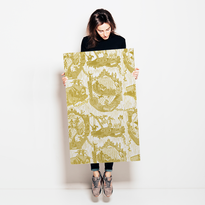 Urban Toile - Ochre <br> Wallpaper