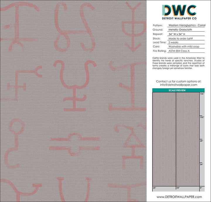 Western Hieroglyphs - Corral <br> Grasscloth - The Detroit Wallpaper Co.