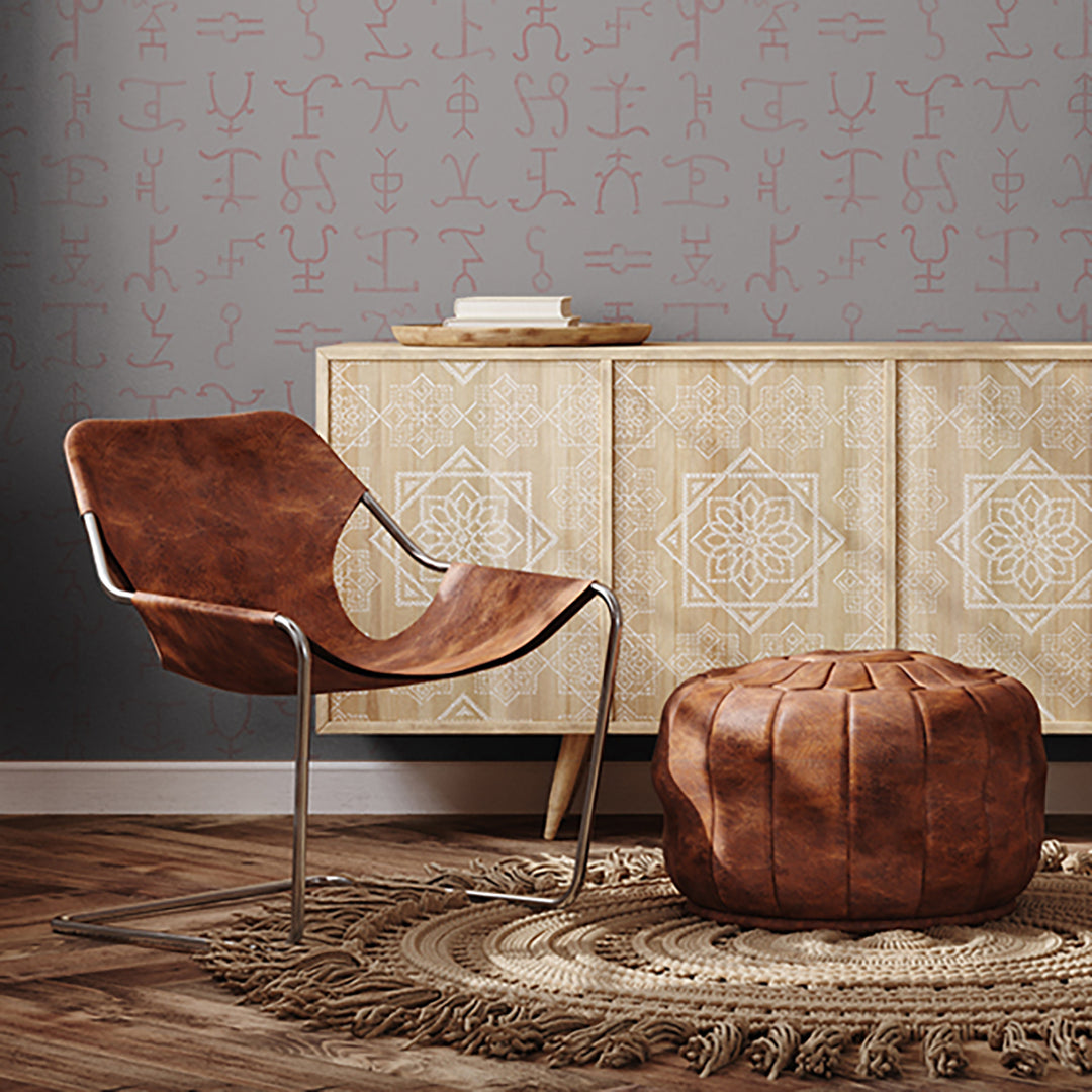 Western Hieroglyphs - Corral <br> Grasscloth - The Detroit Wallpaper Co.