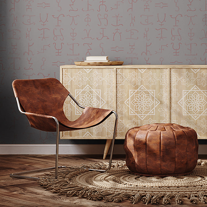 Western Hieroglyphs - Corral <br> Grasscloth - The Detroit Wallpaper Co.