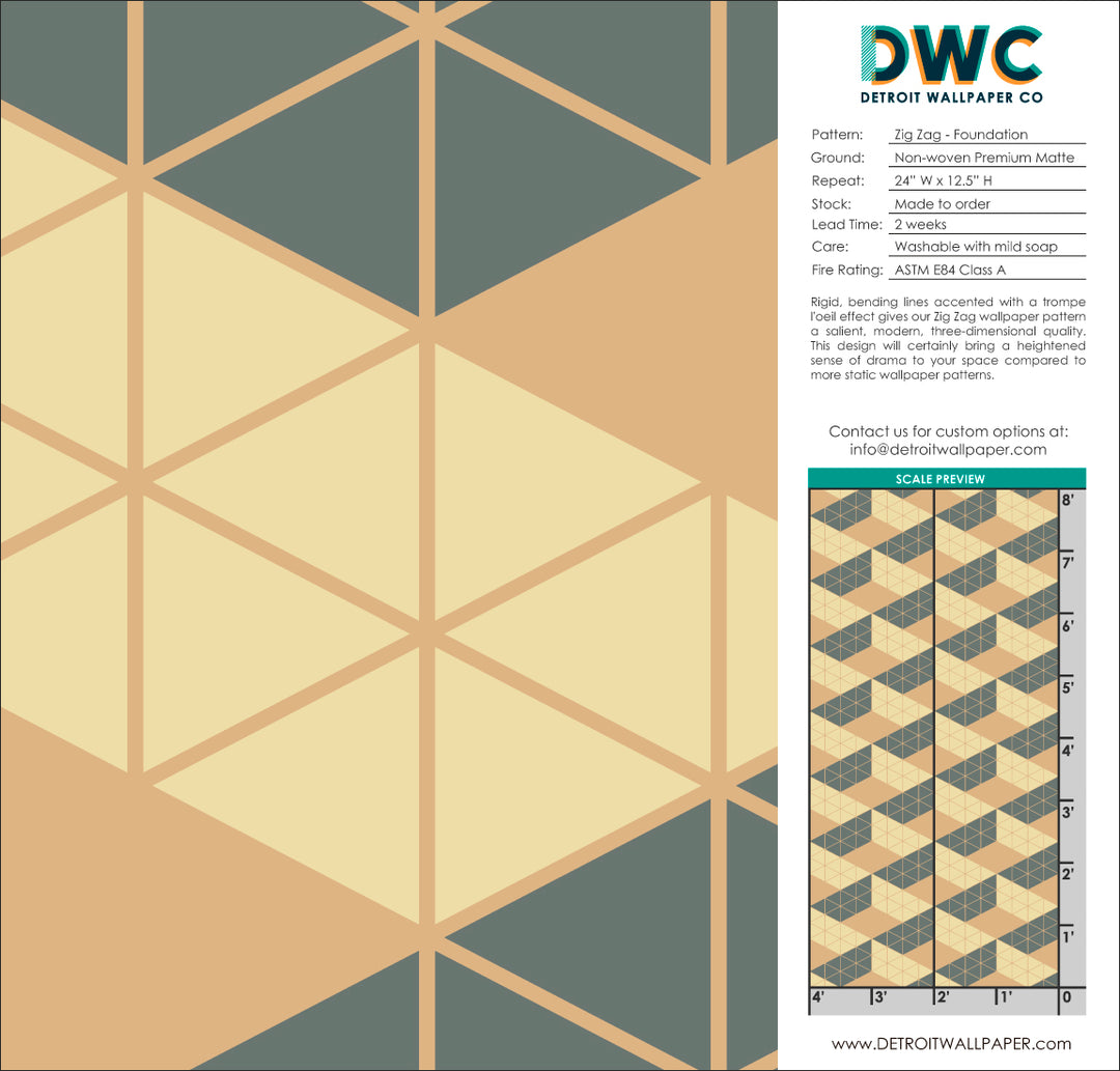Zig Zag - Foundation <br> Wallpaper - The Detroit Wallpaper Co.