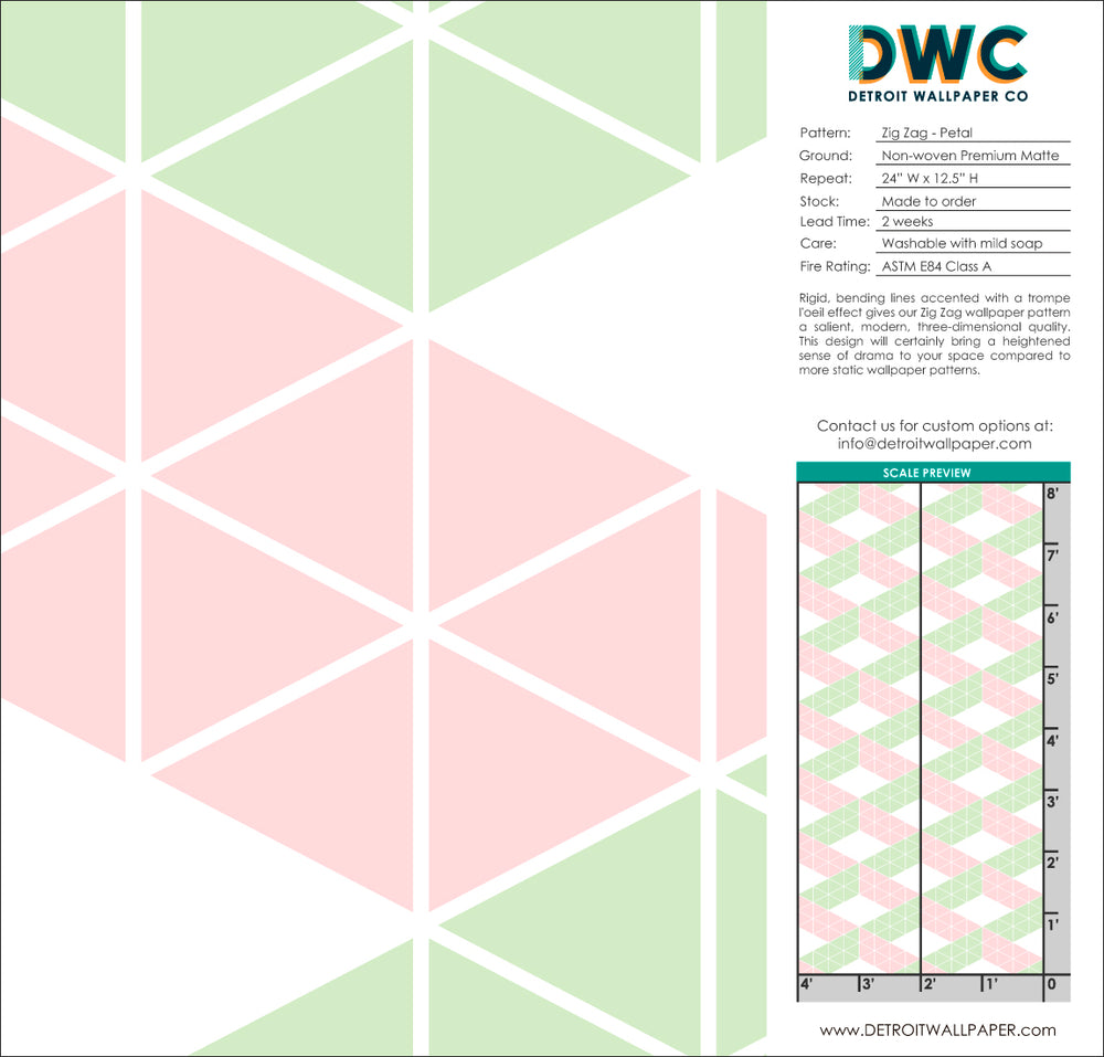 Zig Zag - Petal <br> Wallpaper - The Detroit Wallpaper Co.