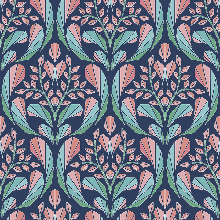 Cora - Navy - Trendy Custom Wallpaper | Contemporary Wallpaper Designs | The Detroit Wallpaper Co.